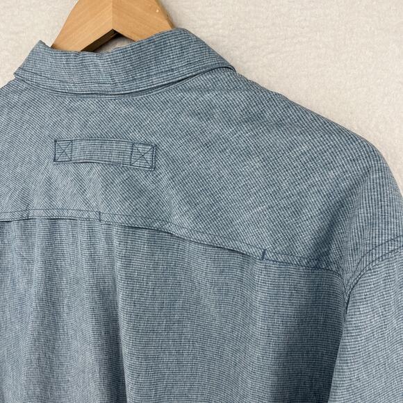 DULUTH TRADING Shirt Mens XLT Tall Stripe Button Up Vented Roll Tab Sleeve Blue - Picture 9 of 16